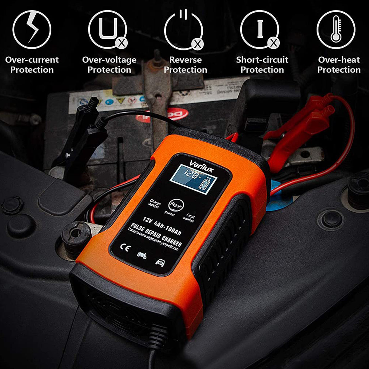 Eleboat® Fully Automatic Car Battery Charger 5A 12V, EU Plugfor Car, Motorcycle, Lawn Mower and More(Red) Eleboat® Fully Automatic Car Battery Charger 5A 12V, EU Plugfor Car, Motorcycle, Lawn Mower and More(Red)